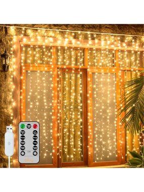 LED Curtain String Lights Warm White USB Fairy Lights Remote Waterproof